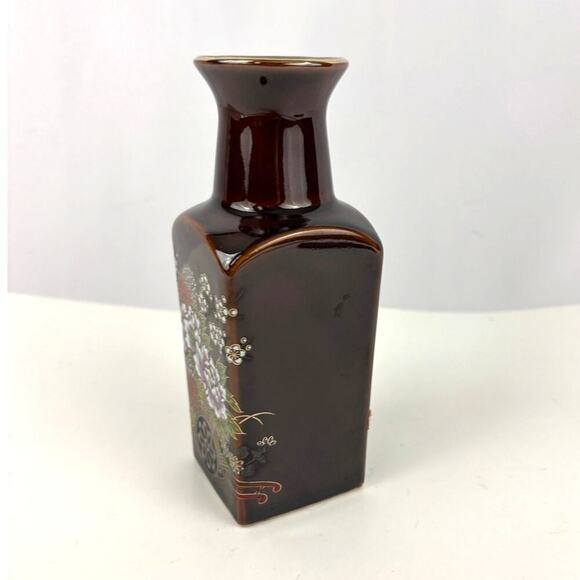 VTG Brown Japanese Gold Trim Details Floral Bud Vase - Picture 7 of 14